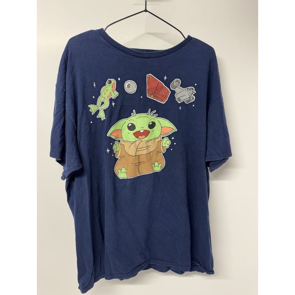 Star Wars Mandalorian Grogu Baby Yoda Men's XL Navy Graphic T-Shirt